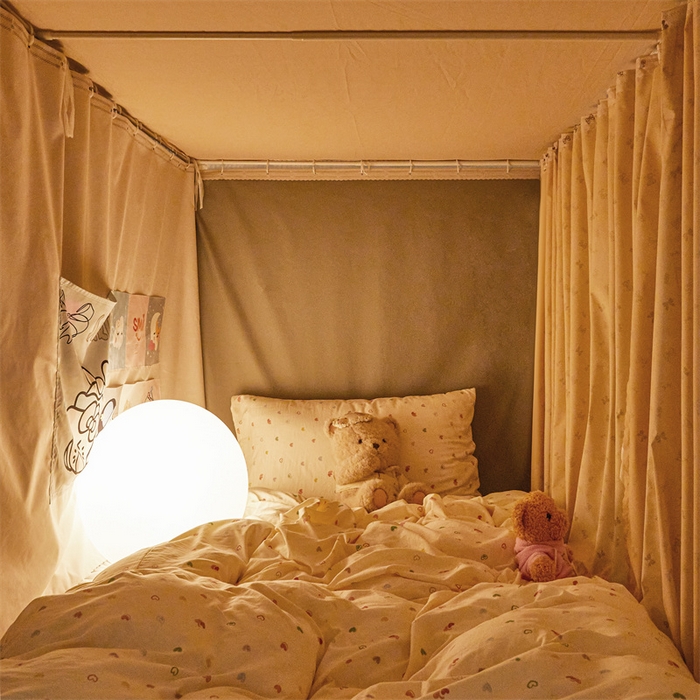 91家纺网 家纺一手货源 找家纺 梦尔佳蚊帐2025新款学生宿舍遮光床帘蚊帐 甜结梦语奶白