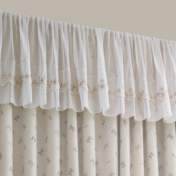 91家纺网 家纺一手货源 找家纺 梦尔佳蚊帐2025新款学生宿舍遮光床帘蚊帐 甜结梦语奶白