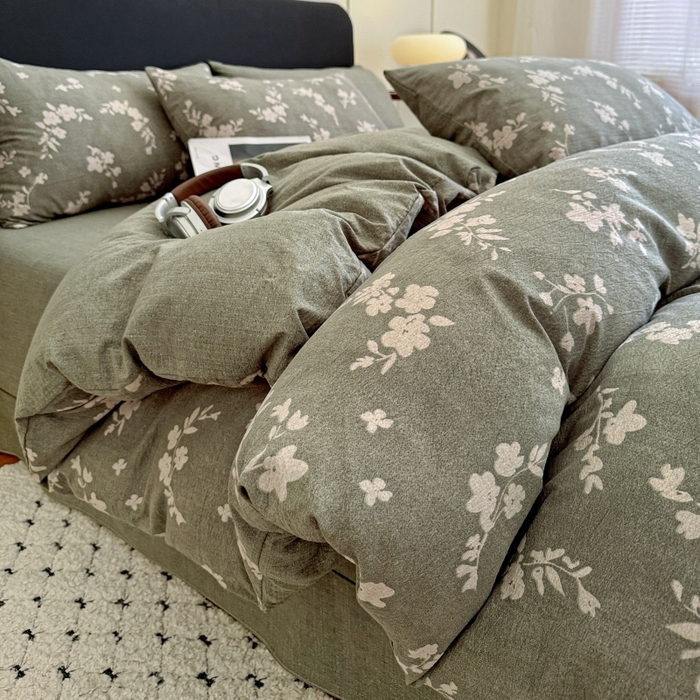 91家纺网 家纺一手货源 找家纺 （总2）金梦拉家纺 2025秋冬爆款新品高克重加厚原麻亚麻皱皱纱印花四件套