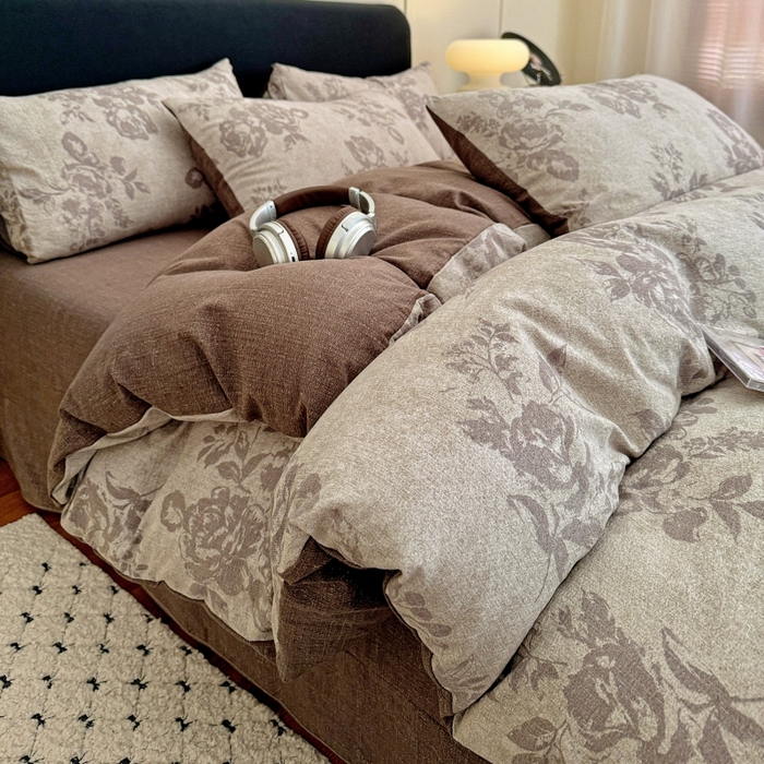 91家纺网 家纺一手货源 找家纺 （总2）金梦拉家纺 2025秋冬爆款新品高克重加厚原麻亚麻皱皱纱印花四件套