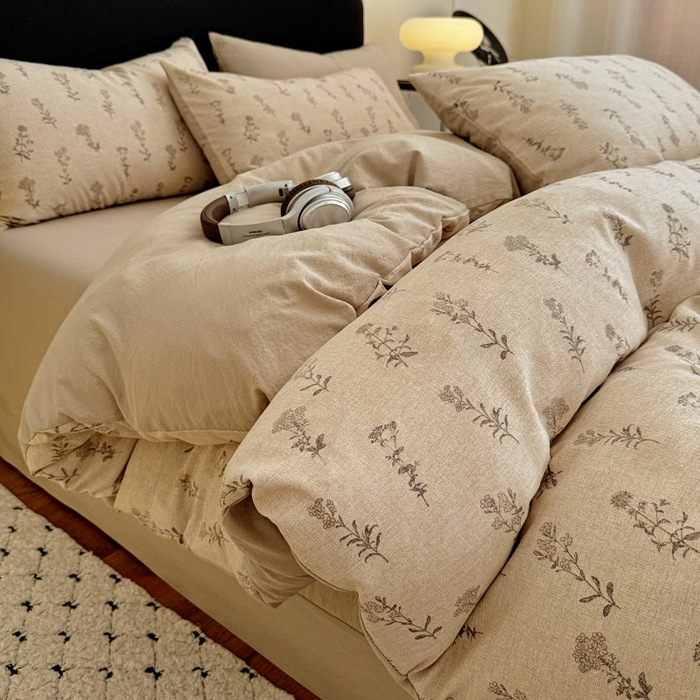 91家纺网 家纺一手货源 找家纺 （总2）金梦拉家纺 2025秋冬爆款新品高克重加厚原麻亚麻皱皱纱印花四件套