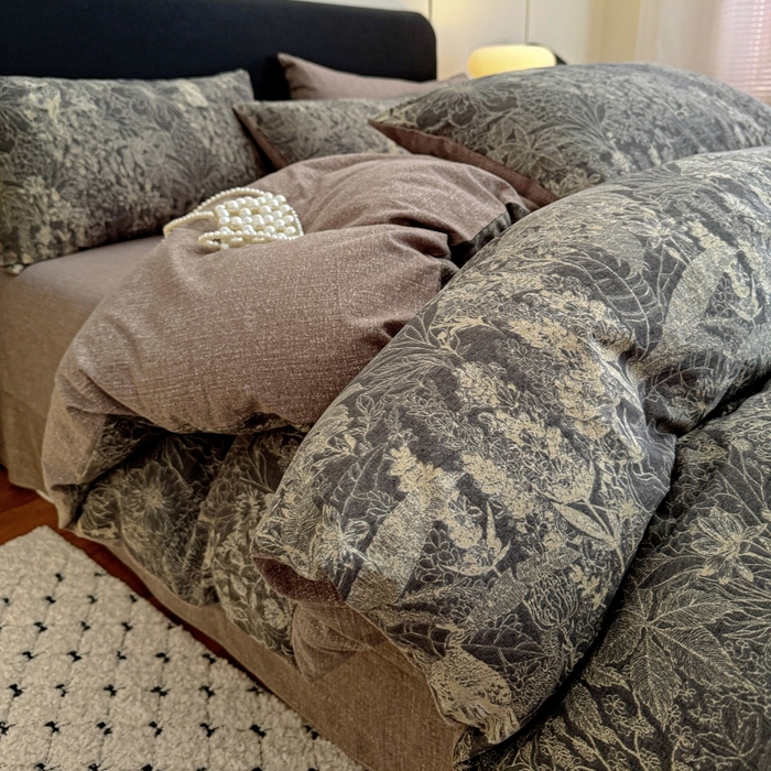 91家纺网 家纺一手货源 找家纺 （总2）金梦拉家纺 2025秋冬爆款新品高克重加厚原麻亚麻皱皱纱印花四件套