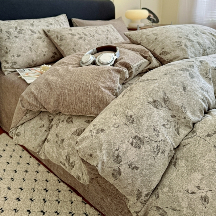 91家纺网 家纺一手货源 找家纺 （总2）金梦拉家纺 2025秋冬爆款新品高克重加厚原麻亚麻皱皱纱印花四件套