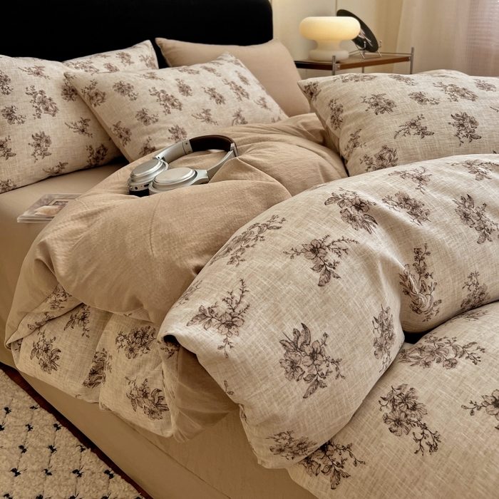 91家纺网 家纺一手货源 找家纺 （总2）金梦拉家纺 2025秋冬爆款新品高克重加厚原麻亚麻皱皱纱印花四件套