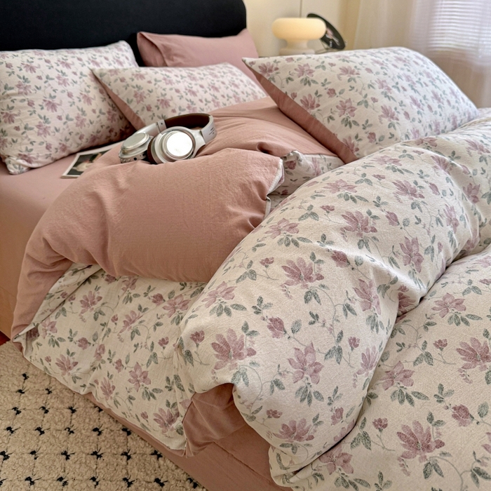 91家纺网 家纺一手货源 找家纺 （总2）金梦拉家纺 2025秋冬爆款新品高克重加厚原麻亚麻皱皱纱印花四件套