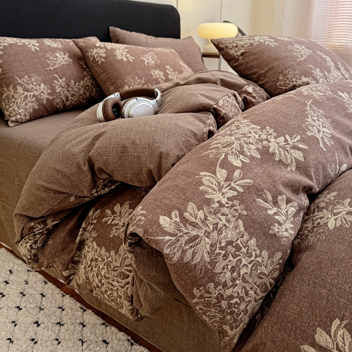 91家纺网 家纺一手货源 找家纺 （总2）金梦拉家纺 2025秋冬爆款新品高克重加厚原麻亚麻皱皱纱印花四件套