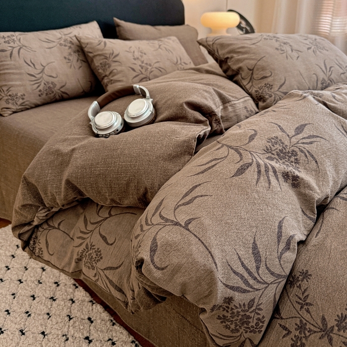 91家纺网 家纺一手货源 找家纺 （总2）金梦拉家纺 2025秋冬爆款新品高克重加厚原麻亚麻皱皱纱印花四件套