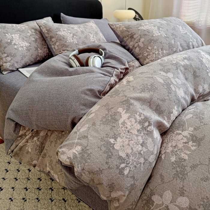 91家纺网 家纺一手货源 找家纺 （总2）金梦拉家纺 2025秋冬爆款新品高克重加厚原麻亚麻皱皱纱印花四件套