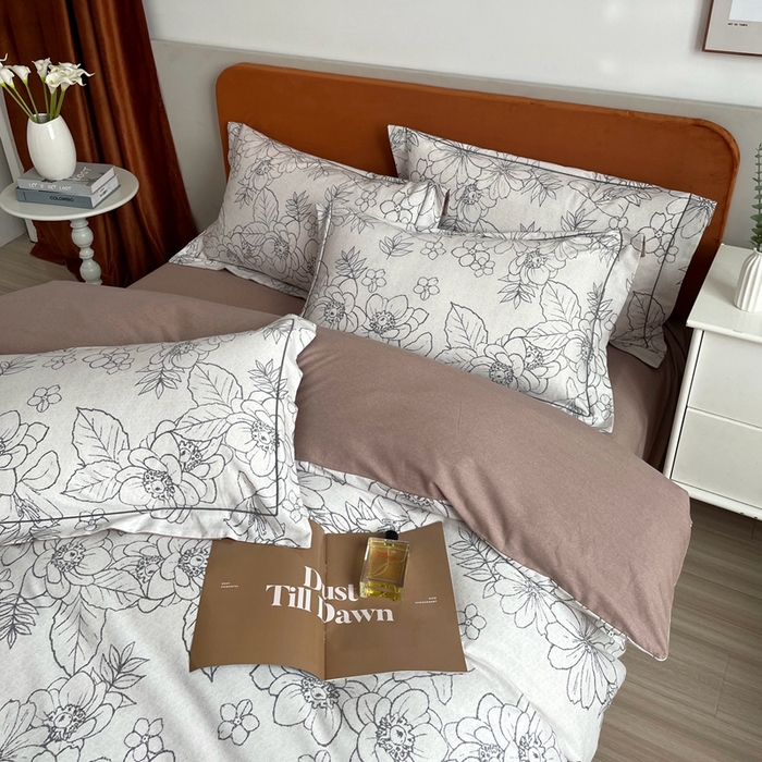 91家纺网 家纺一手货源 找家纺 启航家居 2025全棉小版印花精梳磨毛四件套 茉娜