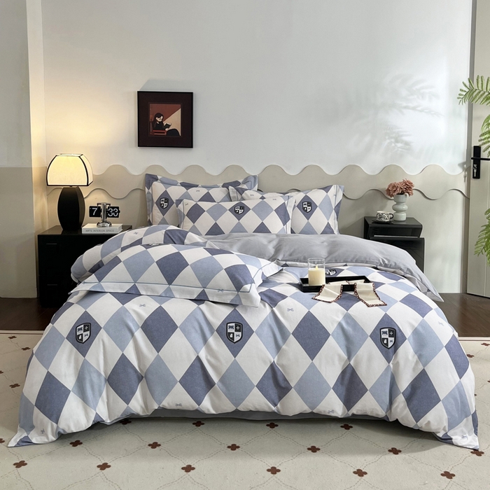 启航家居 2025全棉小版印花精梳磨毛四件套 骑士荣耀兰