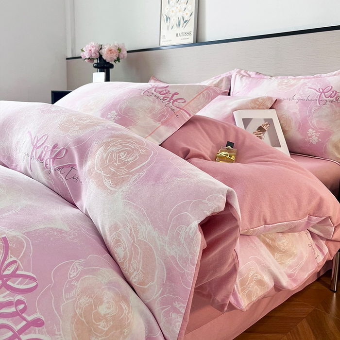 91家纺网 家纺一手货源 找家纺 （总）帛美家纺 2025年新款加厚磨毛印花四件套