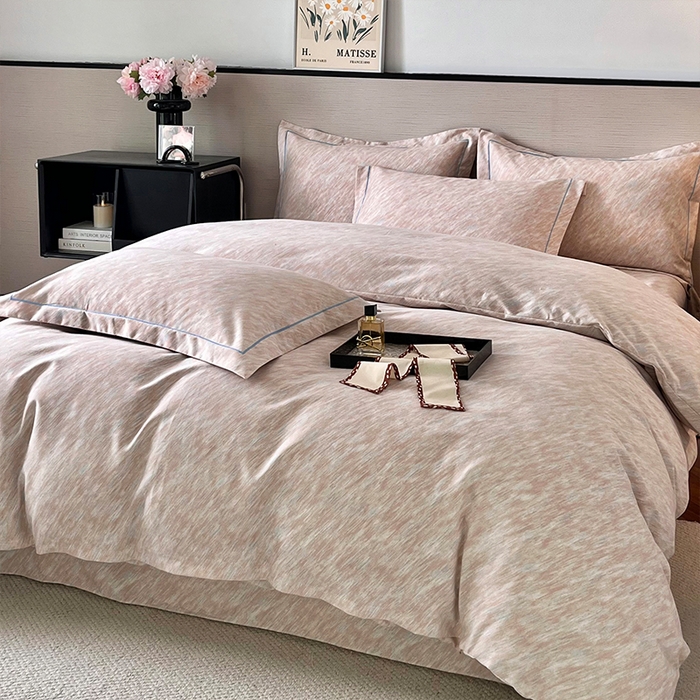 91家纺网 家纺一手货源 找家纺 帛美家纺 2025年新款加厚纯棉全棉磨毛印花四件套 阿华田-粉