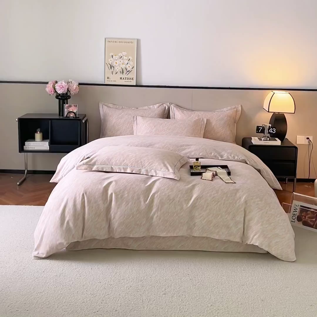 91家纺网 家纺一手货源 找家纺 帛美家纺 2025年新款加厚纯棉全棉磨毛印花四件套 阿华田-粉