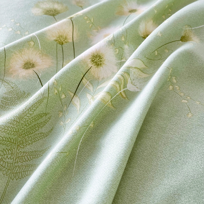 91家纺网 家纺一手货源 找家纺 帛美家纺 2025年新款加厚纯棉全棉磨毛印花四件套 朝颜-绿