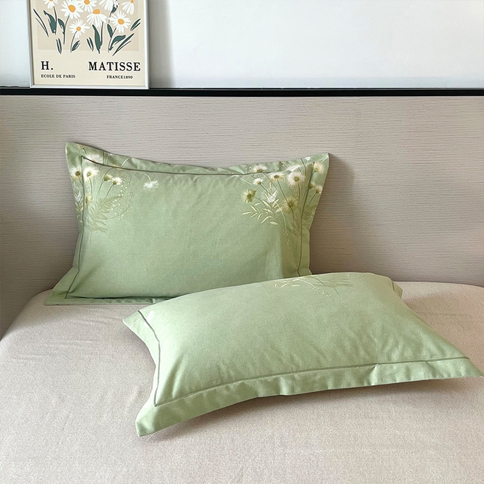 91家纺网 家纺一手货源 找家纺 帛美家纺 2025年新款加厚纯棉全棉磨毛印花四件套 朝颜-绿