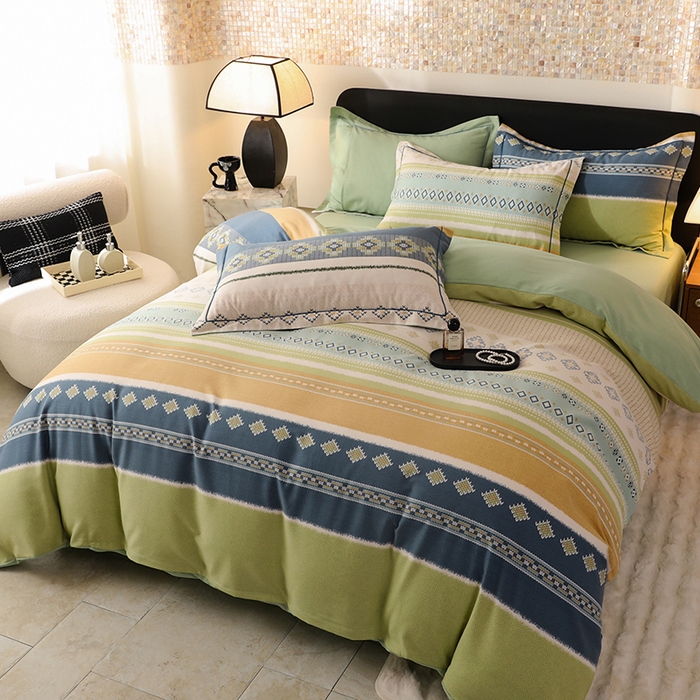 91家纺网 家纺一手货源 找家纺 帛美家纺 2025年新款加厚纯棉全棉磨毛印花四件套 达米安