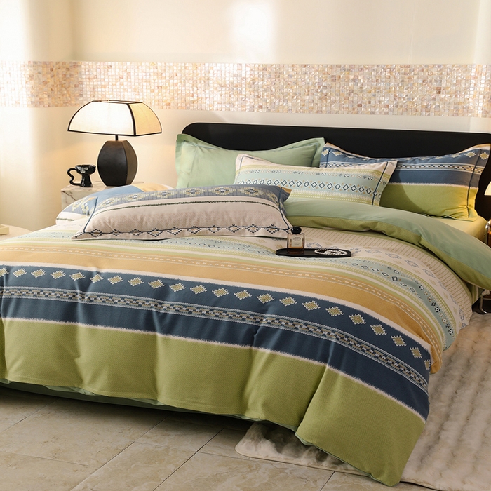 91家纺网 家纺一手货源 找家纺 帛美家纺 2025年新款加厚纯棉全棉磨毛印花四件套 达米安