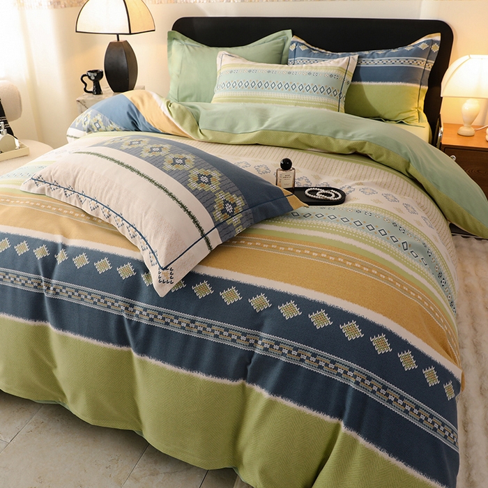 91家纺网 家纺一手货源 找家纺 帛美家纺 2025年新款加厚纯棉全棉磨毛印花四件套 达米安