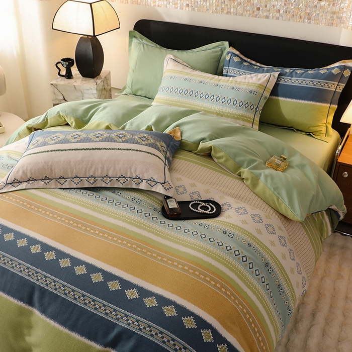 91家纺网 家纺一手货源 找家纺 帛美家纺 2025年新款加厚纯棉全棉磨毛印花四件套 达米安