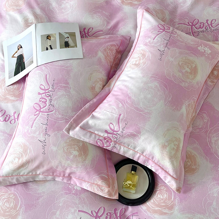 91家纺网 家纺一手货源 找家纺 帛美家纺 2025年新款加厚纯棉全棉磨毛印花四件套 花香满园-粉