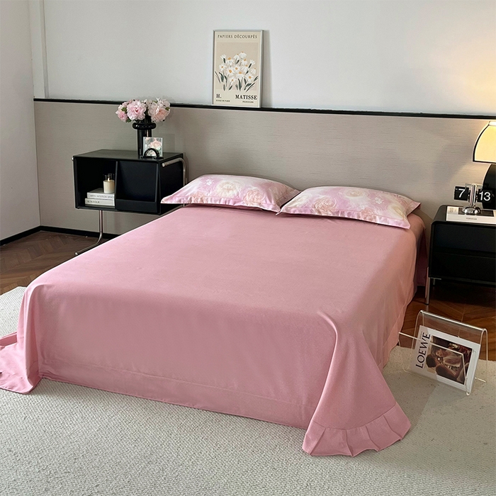 91家纺网 家纺一手货源 找家纺 帛美家纺 2025年新款加厚纯棉全棉磨毛印花四件套 花香满园-粉