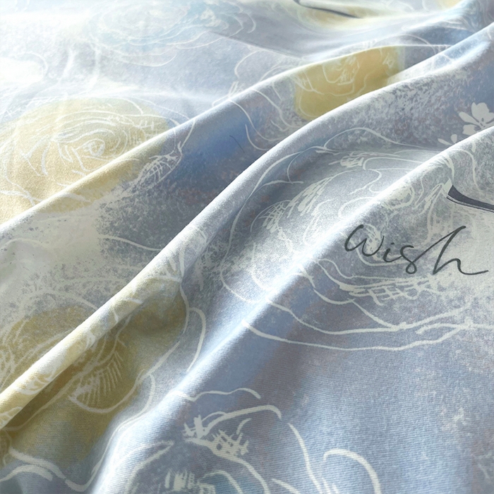 91家纺网 家纺一手货源 找家纺 帛美家纺 2025年新款加厚纯棉全棉磨毛印花四件套 花香满园-蓝