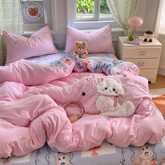 91家纺网 家纺一手货源 找家纺 （总）优尚佳生活馆 2025新款水洗棉印花贴布绣四件套【提供买家秀】