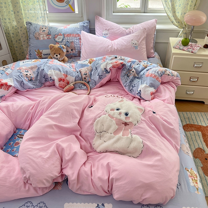 91家纺网 家纺一手货源 找家纺 （总）优尚佳生活馆 2025新款水洗棉印花贴布绣四件套【提供买家秀】