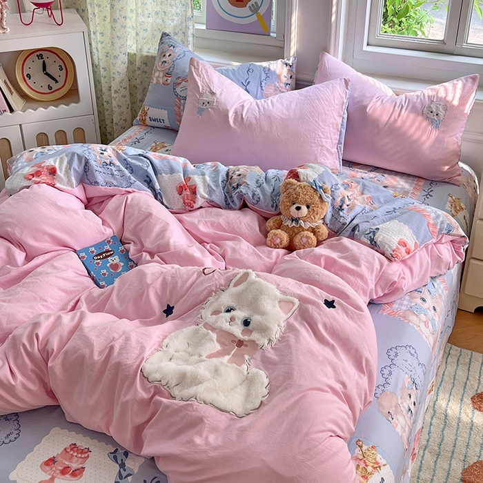 91家纺网 家纺一手货源 找家纺 （总）优尚佳生活馆 2025新款水洗棉印花贴布绣四件套【提供买家秀】