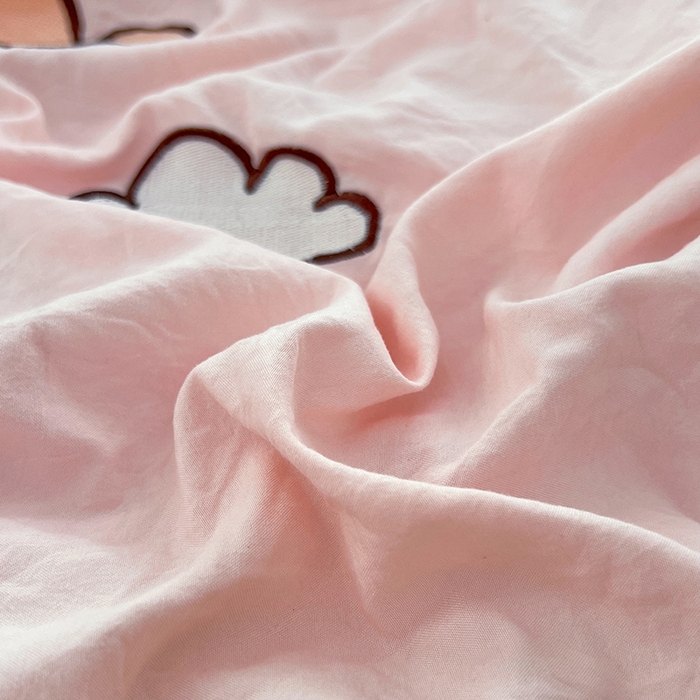 91家纺网 家纺一手货源 找家纺 优尚佳生活馆 2025新款水洗棉印花贴布绣四件套【提供买家秀】 粉糯小狗窝