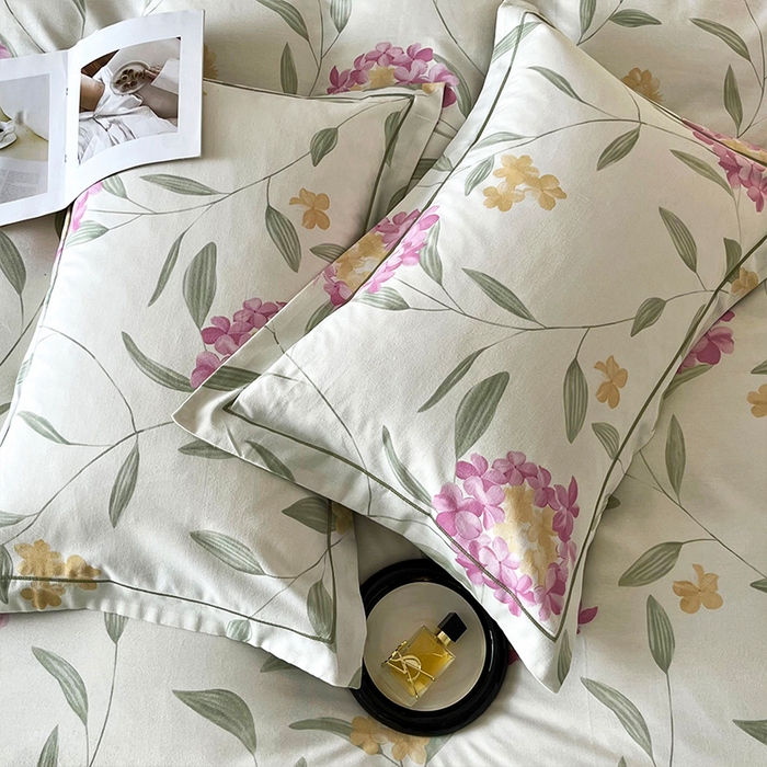 91家纺网 家纺一手货源 找家纺 帛美家纺 2025年新款加厚纯棉全棉磨毛印花四件套 花月令-米