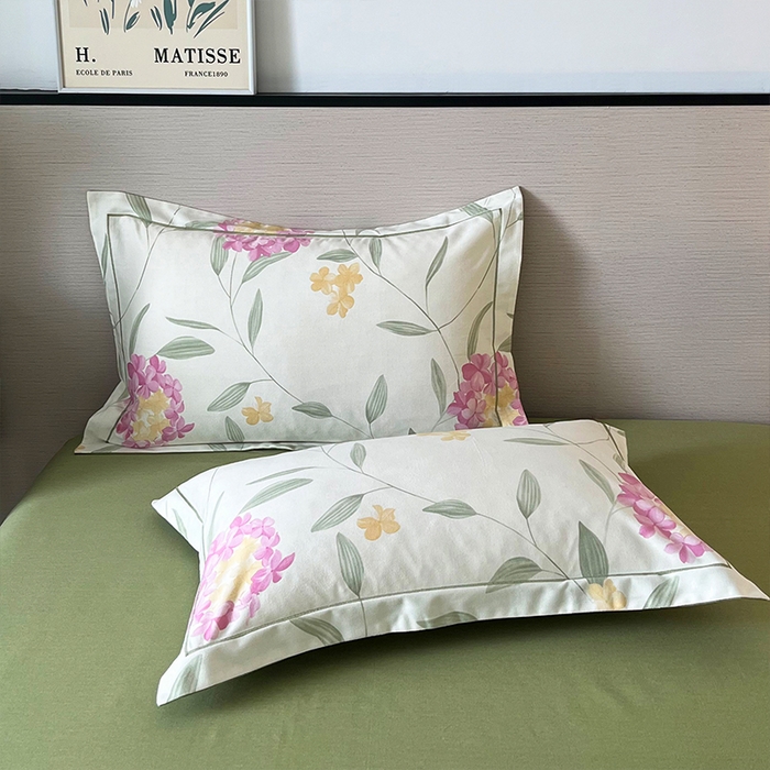 91家纺网 家纺一手货源 找家纺 帛美家纺 2025年新款加厚纯棉全棉磨毛印花四件套 花月令-米