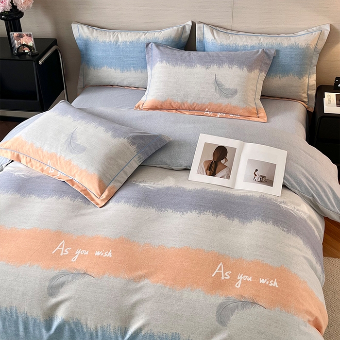 91家纺网 家纺一手货源 找家纺 帛美家纺 2025年新款加厚纯棉全棉磨毛印花四件套 莫吉托-灰