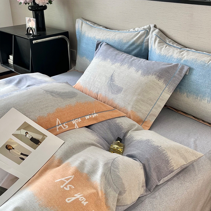 91家纺网 家纺一手货源 找家纺 帛美家纺 2025年新款加厚纯棉全棉磨毛印花四件套 莫吉托-灰