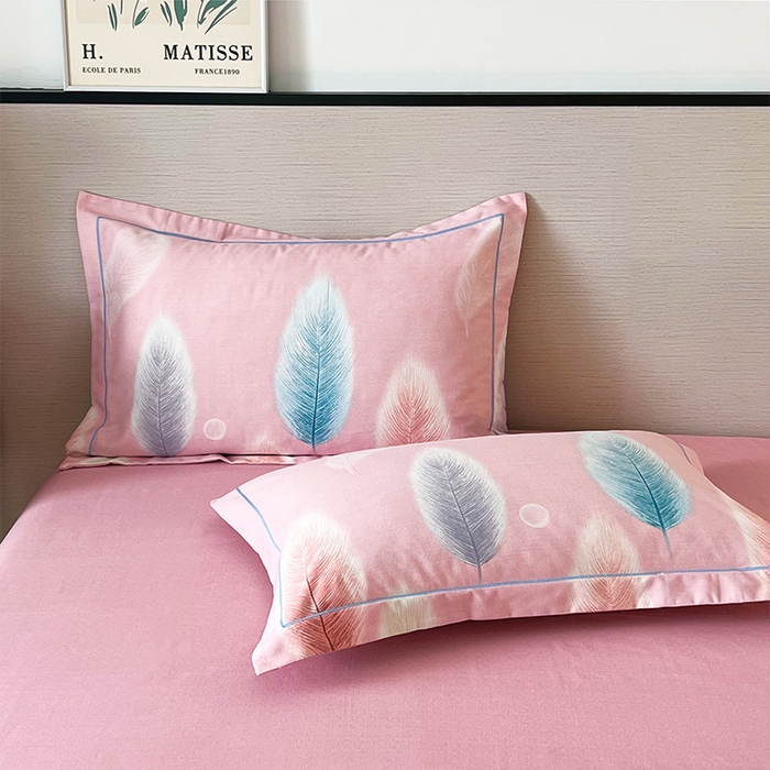 91家纺网 家纺一手货源 找家纺 帛美家纺 2025年新款加厚纯棉全棉磨毛印花四件套 秋野眠-粉