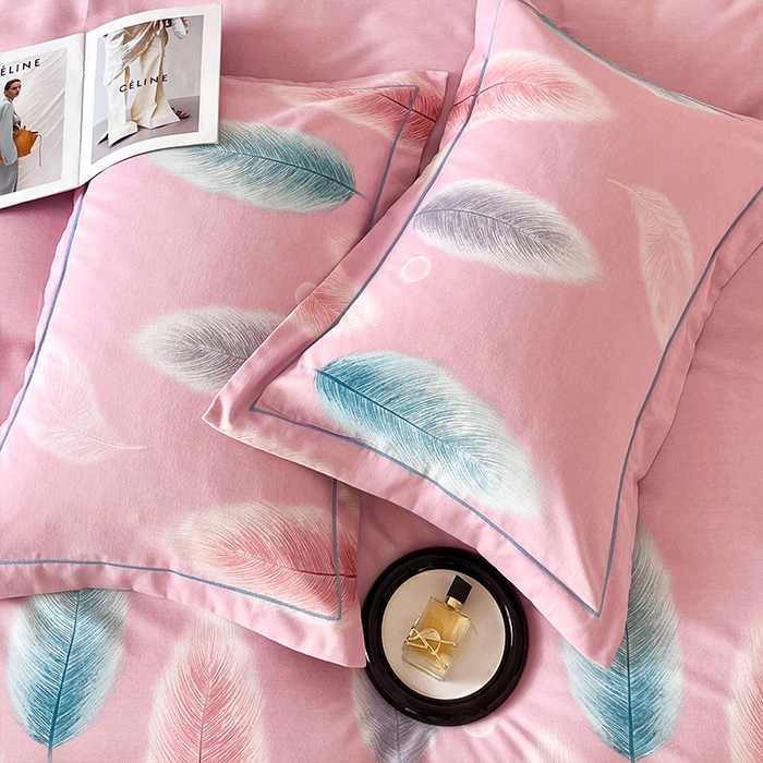 91家纺网 家纺一手货源 找家纺 帛美家纺 2025年新款加厚纯棉全棉磨毛印花四件套 秋野眠-粉