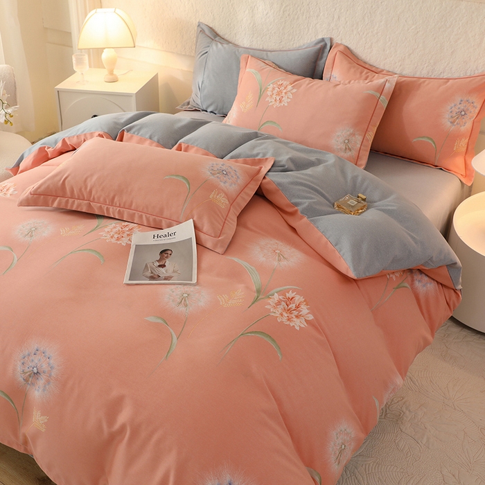 91家纺网 家纺一手货源 找家纺 帛美家纺 2025年新款加厚纯棉全棉磨毛印花四件套 茹薇