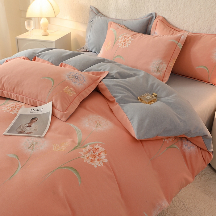 91家纺网 家纺一手货源 找家纺 帛美家纺 2025年新款加厚纯棉全棉磨毛印花四件套 茹薇