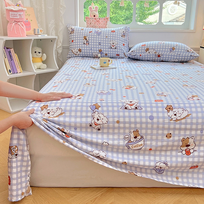 91家纺网 家纺一手货源 找家纺 优尚佳生活馆 2025新款亲肤水洗棉印花床单单品床单单件单床单 床单款-狗狗聚会