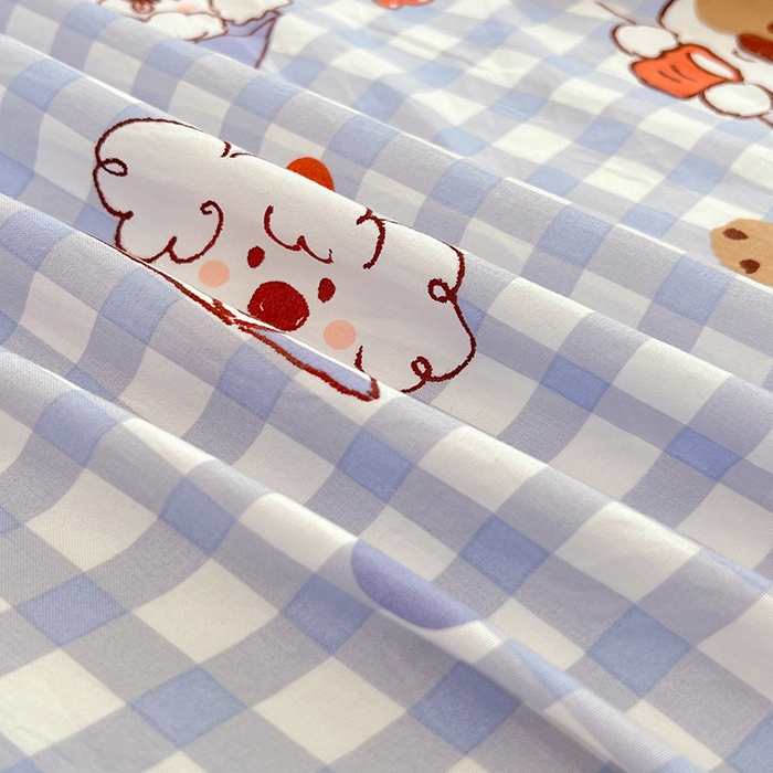 91家纺网 家纺一手货源 找家纺 优尚佳生活馆 2025新款亲肤水洗棉印花床单单品床单单件单床单 床单款-狗狗聚会