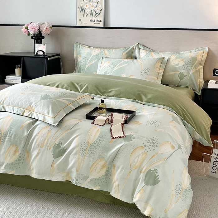 91家纺网 家纺一手货源 找家纺 帛美家纺 2025年新款加厚纯棉全棉磨毛印花四件套 往事随风