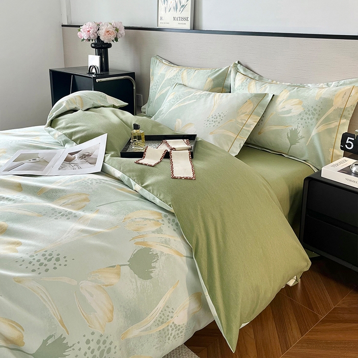 91家纺网 家纺一手货源 找家纺 帛美家纺 2025年新款加厚纯棉全棉磨毛印花四件套 往事随风