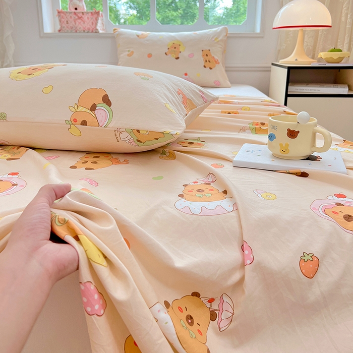 91家纺网 家纺一手货源 找家纺 优尚佳生活馆 2025新款亲肤水洗棉印花床单单品床单单件单床单 床单款-卡皮巴拉