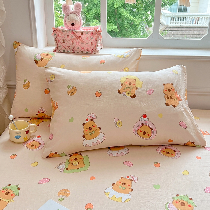 91家纺网 家纺一手货源 找家纺 优尚佳生活馆 2025新款亲肤水洗棉印花床单单品床单单件单床单 床单款-卡皮巴拉