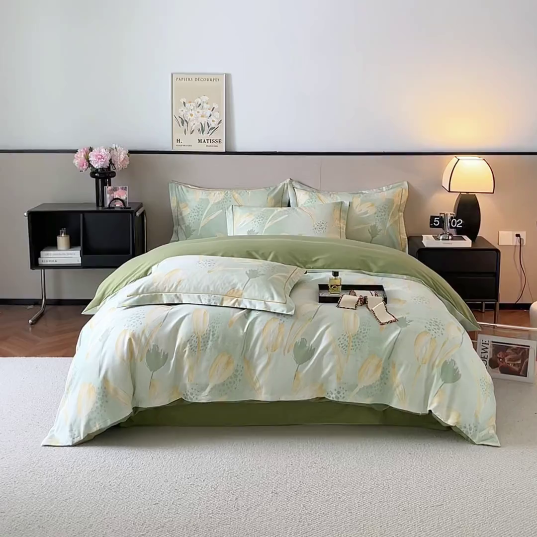 91家纺网 家纺一手货源 找家纺 帛美家纺 2025年新款加厚纯棉全棉磨毛印花四件套 往事随风