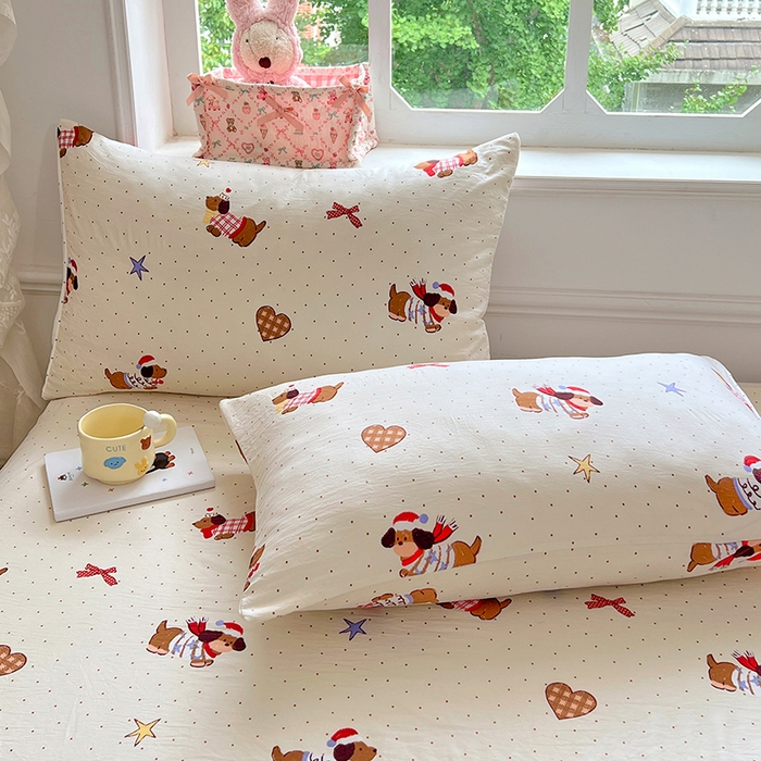 91家纺网 家纺一手货源 找家纺 优尚佳生活馆 2025新款亲肤水洗棉印花床单单品床单单件单床单 床单款-可爱腊肠狗