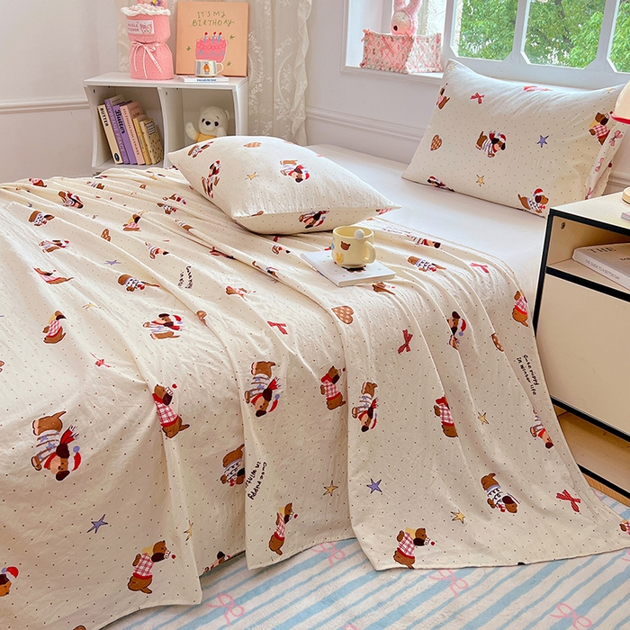 91家纺网 家纺一手货源 找家纺 优尚佳生活馆 2025新款亲肤水洗棉印花床单单品床单单件单床单 床单款-可爱腊肠狗