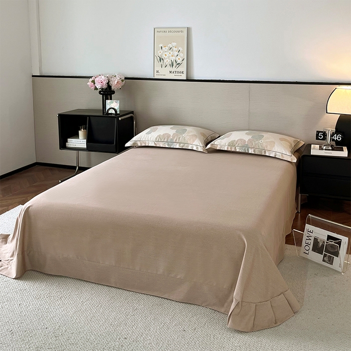 91家纺网 家纺一手货源 找家纺 帛美家纺 2025年新款加厚纯棉全棉磨毛印花四件套 乌木茶香-米