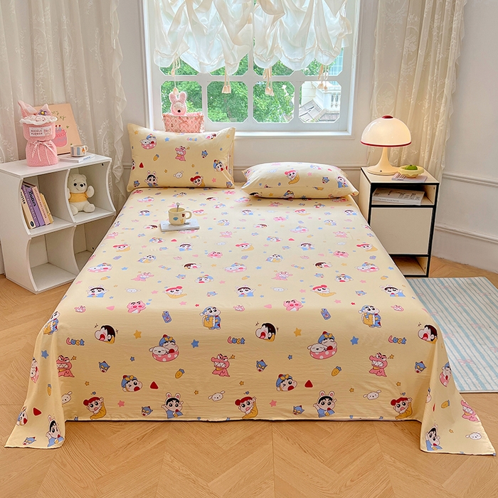 91家纺网 家纺一手货源 找家纺 优尚佳生活馆 2025新款亲肤水洗棉印花床单单品床单单件单床单 床单款-快乐小新