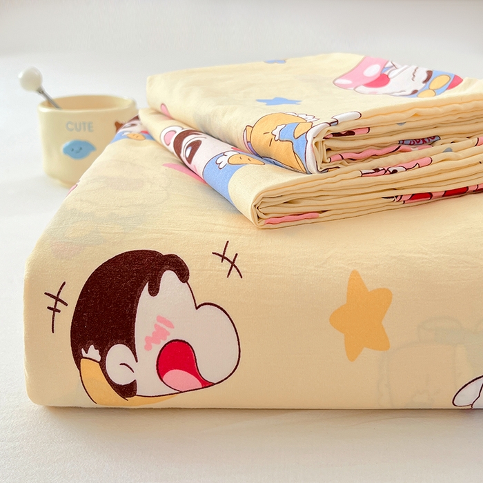 91家纺网 家纺一手货源 找家纺 优尚佳生活馆 2025新款亲肤水洗棉印花床单单品床单单件单床单 床单款-快乐小新